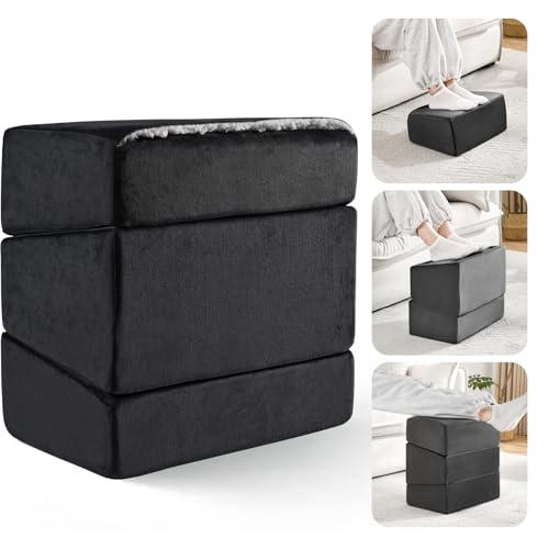 Wantell Adjustable Foot Rest Under Desk | Ergonomic Foot Stool for Office & Gaming Chairs, Washable Cover, 3-Height Levels