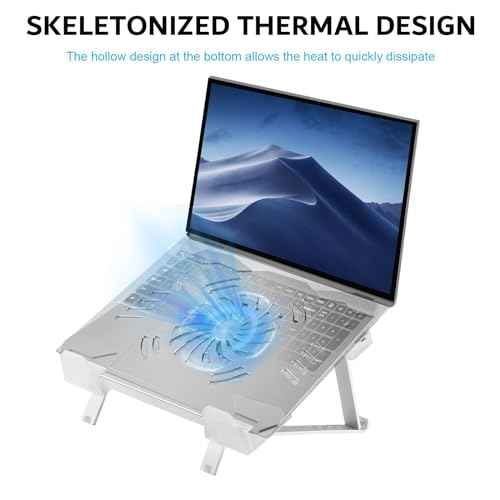 Laptop Cooler LED Light Laptop Stand with fan2 USB Ports, for 14-17inch laptops, Height StandErgonomically Gaming Laptop Cooling pad £¬Silver-3