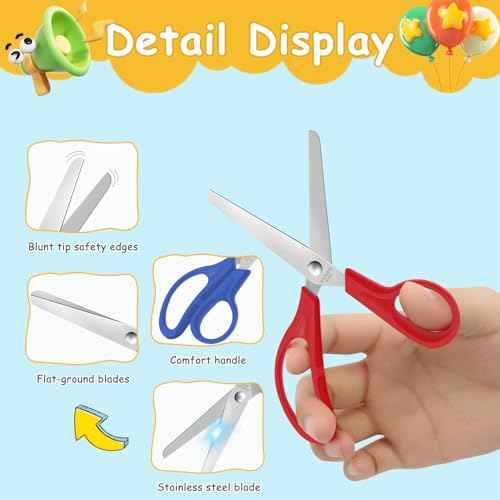 Kids 48 Packs Blunt Tip Safety Scissors Bulk,5" Stainless Steel Craft Scissors for Preschool Classroom Home