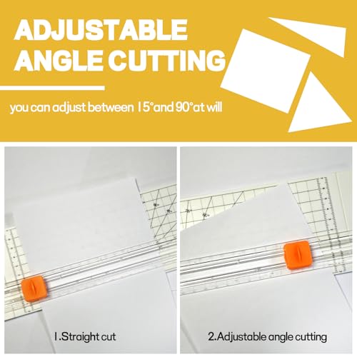 14 Inch Paper Trimmer with Adjustable Angle Cutting, Sharp Blade & Non-Slip Base