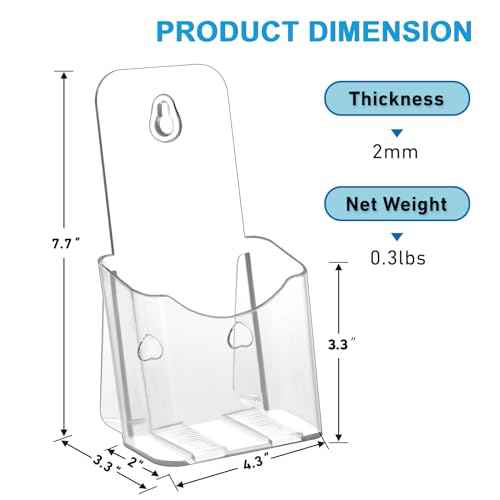 Acrylic Brochure Holder 4x9 Inches Slant Back Design, Clear Display Stand, Plastic Table Stand Sign Holder,Pamphlet Holder Flyer Holder, Acrylic Display Stand, Acrylic Table Signs Plastic Paper Holder for Office, Home, Store, 2 Pack