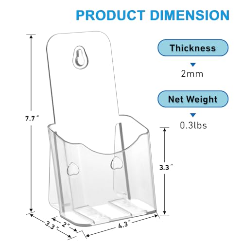 Xydstay Acrylic Brochure Holder 4x7 Inches, Clear Flyer Sign Display, 2 Pack