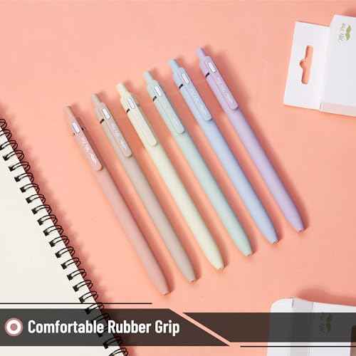 Mr. Pen- Retractable Gel Pens for Journaling, 6 Pack, 0.5 mm Black Ink, Pastel Barrels, Smooth Writing Aesthetic Pens for Women