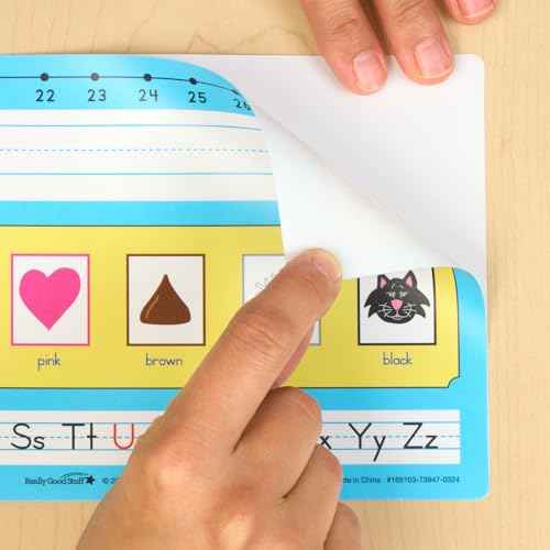 Really Good Stuff Zaner-Bloser 100-Grid with Number Line Self-Adhesive Deluxe Plastic Desktop Helpers - Set of 24, Student Desk Name Tags, Durable, Easy-to-Use, and Functional