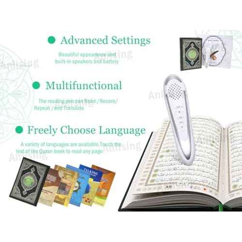 Digital Holy Quran Pen, Anlising Exclusive Word-by-Word Function for Kid and Arabic Learner Downloading Many Reciters and Languages Digital Qu'ran Talking Pen 5 Small Books Color Box Ramadan Gift
