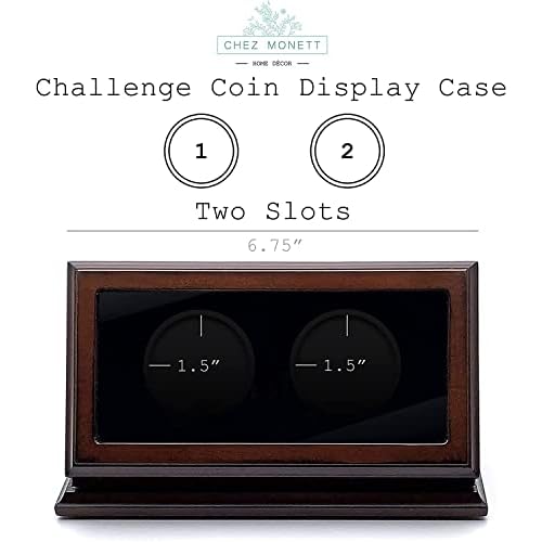 Challenge Coin Display Case 1.5-1.75 Inch 38-44.5 mm Coin Holder 1 Slot (Walnut, 2 Slots)
