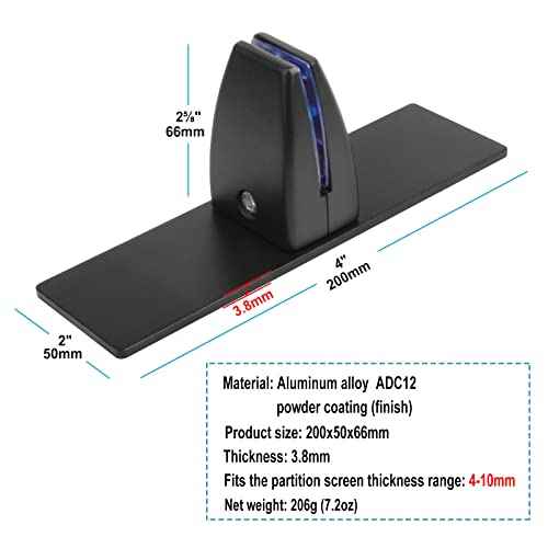 4 Pack Black Office Desk Partition Clamp, T Shaped Sneeze Guard Bracket Support, Aluminum