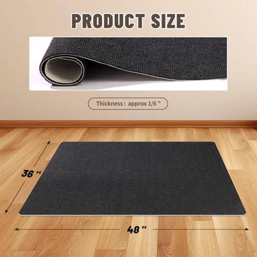 Riveroy 48x36in Office Chair Mat for Hardwood Floors, Non-Slip Easy-Clean Black