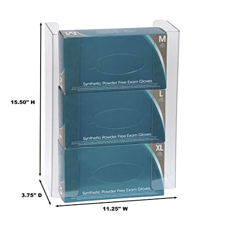 Omnimed Triple PETG Glove Box Holder Wall Mount Organizer