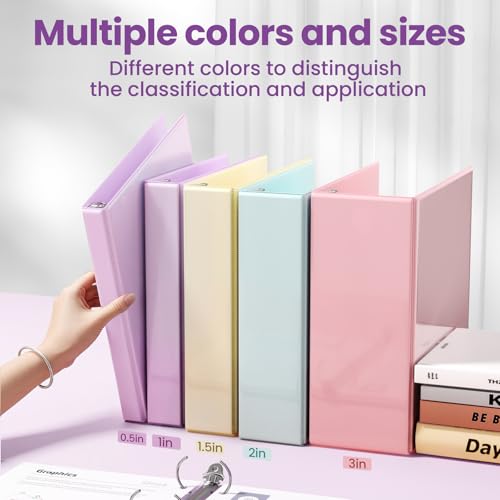 SUNEE 1 Inch Light Purple D Ring Binder 3-Ring PVC-Free 8.5x11 Inch, 1 Pack