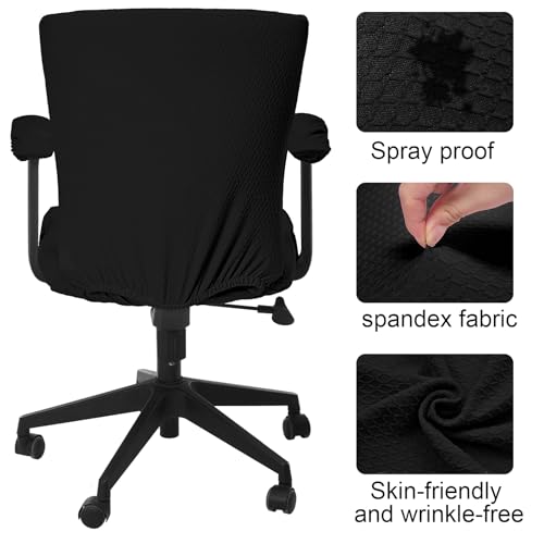Tallew 4 Pcs Office Chair Covers Set Black - Seat, Back & Armrest Pads