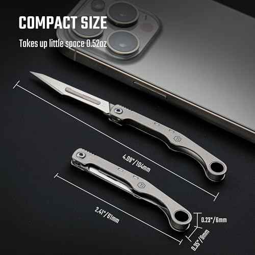 KeyUnity KK13 Precision Craft Utility Blade Titanium Handle Mini Cutting Tool for Arts Crafts DIY Projects Paper Cardboard Fabric and Hobby Use with Replaceable Blade