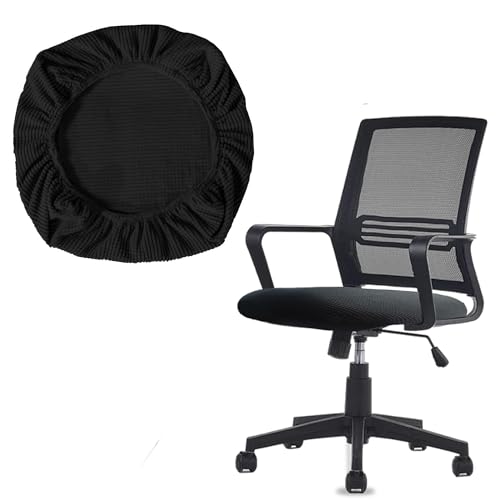 Runseaway Black Stretch Office Chair Cover - Universal Elastic Slipcover for Rotating Chairs