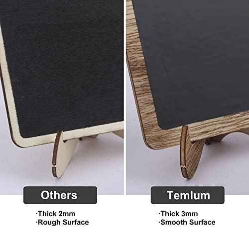Temlum 15 Pcs Mini Chalkboard Sign with 6 Color Chalk Markers, 2.9¡È x 3.9¡È Wooden Blackboard Reusable Small Chalkboards for Food, Buffet, Message Board, Table Number (Rustic Brown)