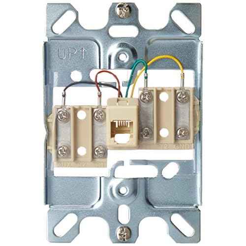 Leviton Telephone Wall Phone Wallplate Surface Mount Jack, 1 Modular 6P4C Jack, Screw-Down Connection, Stainless Steel, C0256-SS