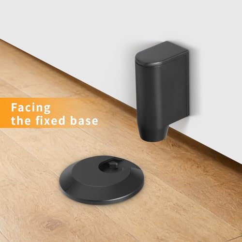 Bak Bo Magnetic Door Stopper Retractable Floor Catch with 0.4 in Extension (Black, MB-1) – Adhesive & Screw Installation