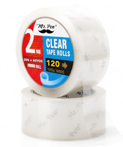 Mr. Pen Packing Tape 2 Inch x 60 Yards No Smell Heavy Duty Clear Tape - 2 Pack, 1.9mil