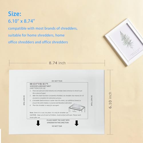Bonsen 50-Pack Shredder Lubricant Sheets, Clean, Sharpen, Prevent