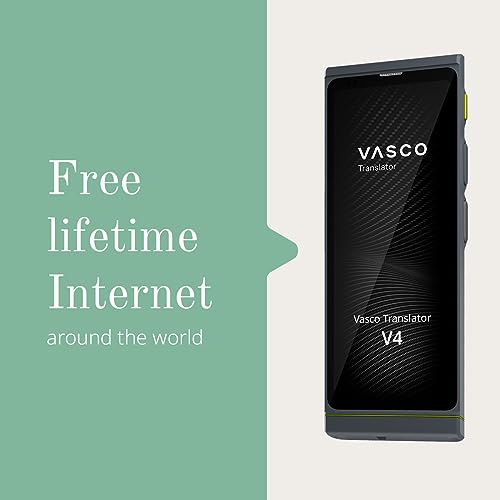 Vasco V4 Language Translator Device Black Onyx | 112 Languages, Free Worldwide Internet