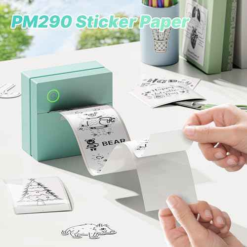 Genuine Self-Adhesive Thermal Printer Stickers, 54mmx3.2m Sticker Paper, Compatible with PM290 Mini Sticker Printer, Thermal Sticker Paper for Journal, Study, Photos, 3 Rolls, White