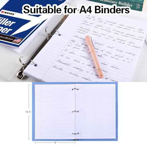 Kaisa3 Pack Notebook Paper College Ruled 3-Hole Punched Loose Leaf Paper 8x10.5 Lined Paper College Ruled Filler Paper for 3-Ring Binder Paper 150 Sheets/Pack (3 Pack-college) F15001C-3pk