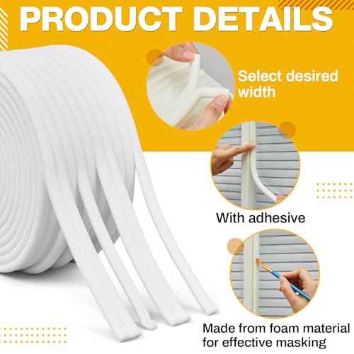 Pangda 1 Roll 1/2 Inch x 54 Yards Soft Edge Foam Masking Tape White Automotive Foam Making Tape for Sealing Car and Truck Door Jams Overspray Protection