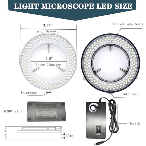 TreochtFUN White Microscope Ring Light with 144 LED Beads & Adjustable Brightness