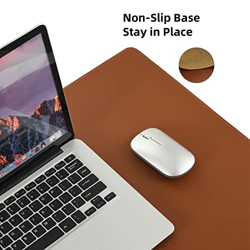 Wolaile Brown 36x17in Waterproof PU Leather Desk Pad Blotter - Office Protector Mat
