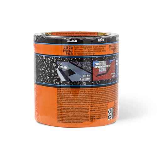 Gorilla Waterproof Patch & Seal Tape, Black Tape, 4" x 10' (Pack of 4) - Permanent Weather Resistant Seal for Leaks and Repairs
