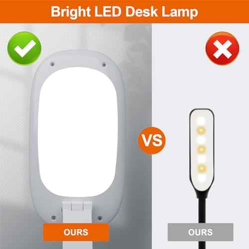 LED Desk Lamp for Office Home & Battery Operated Lamp Rechargeable Lamp Foldable & Portable Light, [2-Fold Bracket] 3 Brightness Dimmable Small Desk Lamp Wireless Reading Lamp (White)