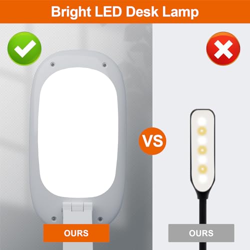 Akejrym White Rechargeable LED Desk Lamp - Foldable, Dimmable Office & Home Light