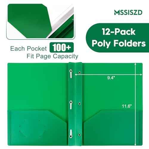 2-Pocket Folders with 3 Prongs,60-Pack Plastic Folders with Pockets and Prong Holds Letter Size Paper, Plastic Pockets Folder for School, Office and Home, Green