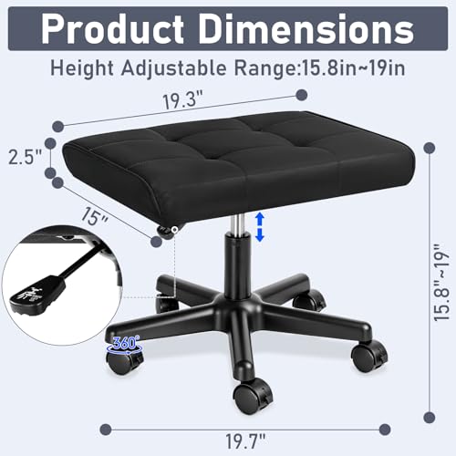 IBVIVIC Adjustable Footrest Under Desk Ottoman 19.3'' L x 15'' W, Black