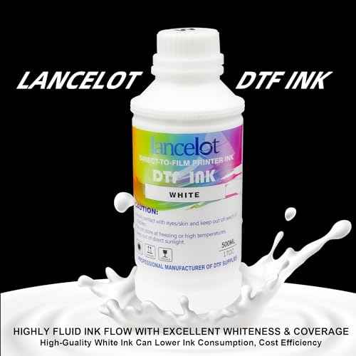 Lancelot Premium DTF Ink 500ML-Vibrant & Durable PET Film Transfer Ink for DTF Printer, Epson Printers Epson ET-8550, XP-15000, L1800, L805, R1390, R2400 for Heat Transfer Printing 500ml(500ml*1,1WH)
