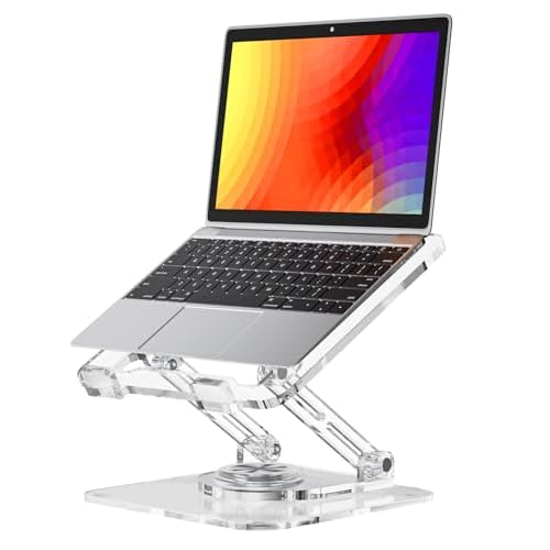 Laptop Stand for Desk - Adjustable, Foldable Clear Acrylic Riser with 360¡Æ Rotating Base, Ergonomic Laptop Holder for MacBook Pro/Air & 10-16¡± Notebooks