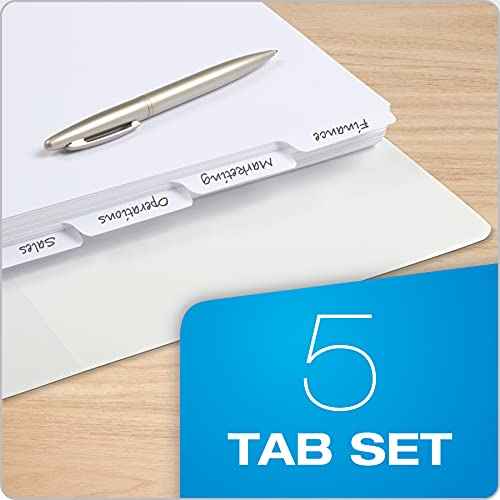 Oxford Blank Write On Binder Dividers, 1/5 Cut Tabs, 3 Hole Punch Dividers in 5 Tab Sets, 100 Dividers, 20 Sets, White (89981)