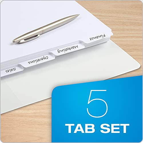 Oxford 5-Tab Binder Dividers Pack of 20 Sets (100 White Dividers, 3-Hole Punched)