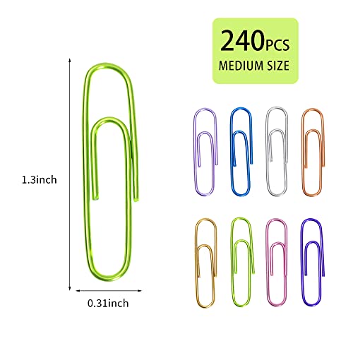Colorful 240pcs Medium Paper Clips with Box - SOTMALTK, Color Variety