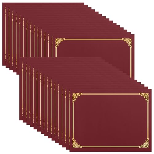 SUNEE 30 Packs Burgundy Certificate Holders with Gold Foil Border, 8.5x11 Letter Size