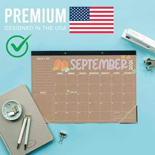 Hadley Designs Desk Calendar 2026 - Desktop Calendar 2026, 18 Month Large Desk Calendars 2026-2027, January 2026 - June 2027, Cute Kraft Theme Classroom Decor Teacher Must Haves, Designed in USA
