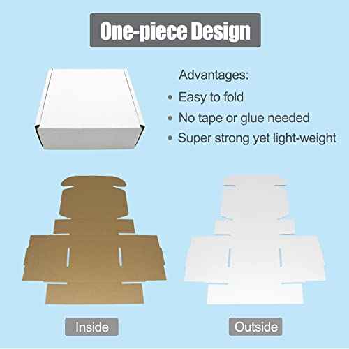 6x4x2 Shipping Boxes Pack of 50, White Corrugated Cardboard Box for Small Business Flat Literature Mailer Mailing Packaging Packing Jewelry Craft Gifts