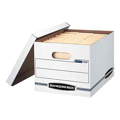 Bankers Box 12-Pack Basic Duty File Storage Boxes with Lids, Letter/Legal, STOR/FILE, (00703)