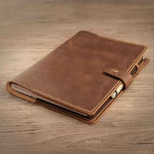 Distressed Leather Composition Notebook Cover; Gift For Student, Writer, Brown, 307C - Distressed Brown