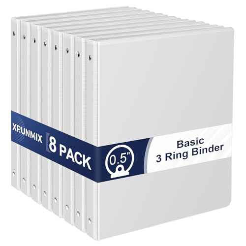 0.5-Inch 3-Ring-Binder with Pockets, 1/2'' Basic Binders 1-inch View Round Binders Holds 100 Sheets US Letter Size 8.5'' x 11'' - Bundle Packs Perfect for Home, Office, and School (0.5-inch)