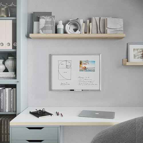 U Brands Magnetic Dry Erase Board White Board, 24" x 18", Silver Aluminum Frame, Includes Marker