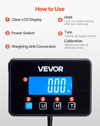 Digital Postal Scale 440 lbs with Tare, Hold, Dual Accuracy & LCD Display