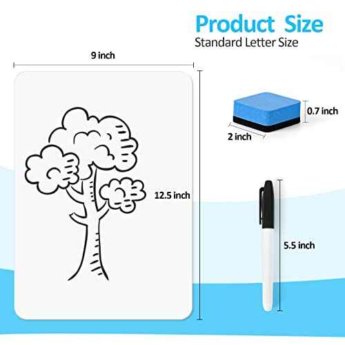 Dry Erase LapBoards, PANDRI 26 Pack Double Sided 12.5 x 9 Inch Whiteboards with 26 Erasers and 26 Markers, Dry Erase Boards for Students Classroom Teacher Supplies