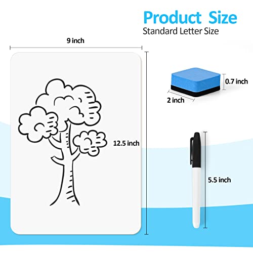 PANDRI 26-Pack Dry Erase Boards with 26 Markers & Erasers - 12.5x9 Inches Classroom Set