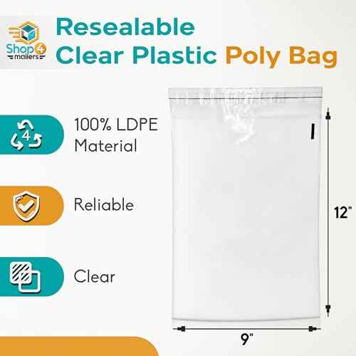 Shop4Mailers 9 x 12 Clear Plastic Poly Bags 1.5 Mil Self Seal Packaging for Apparel, Jewelry, Documents, Prints, Gifts, Storage ? Resealable (1000 Pack)