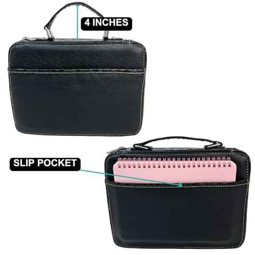 Bible Cover Case for Women - Bible Bag Holder with Strap (Black)